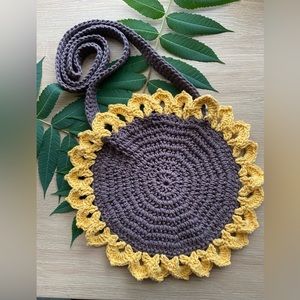 Handmade Crochet Sunflower Purse